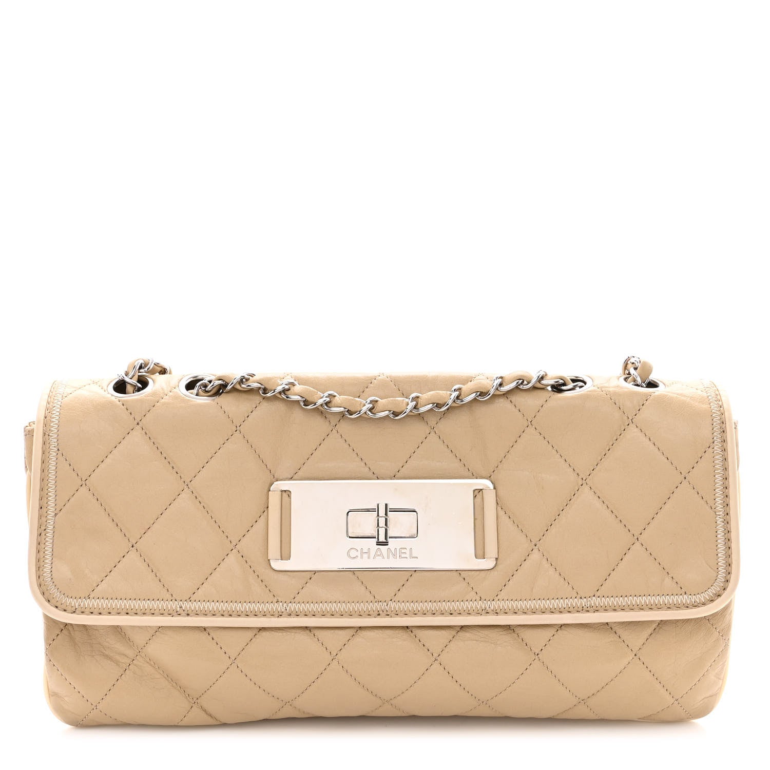 Chanel Lambskin East West Mademoiselle Flap Beige 1 of 10
