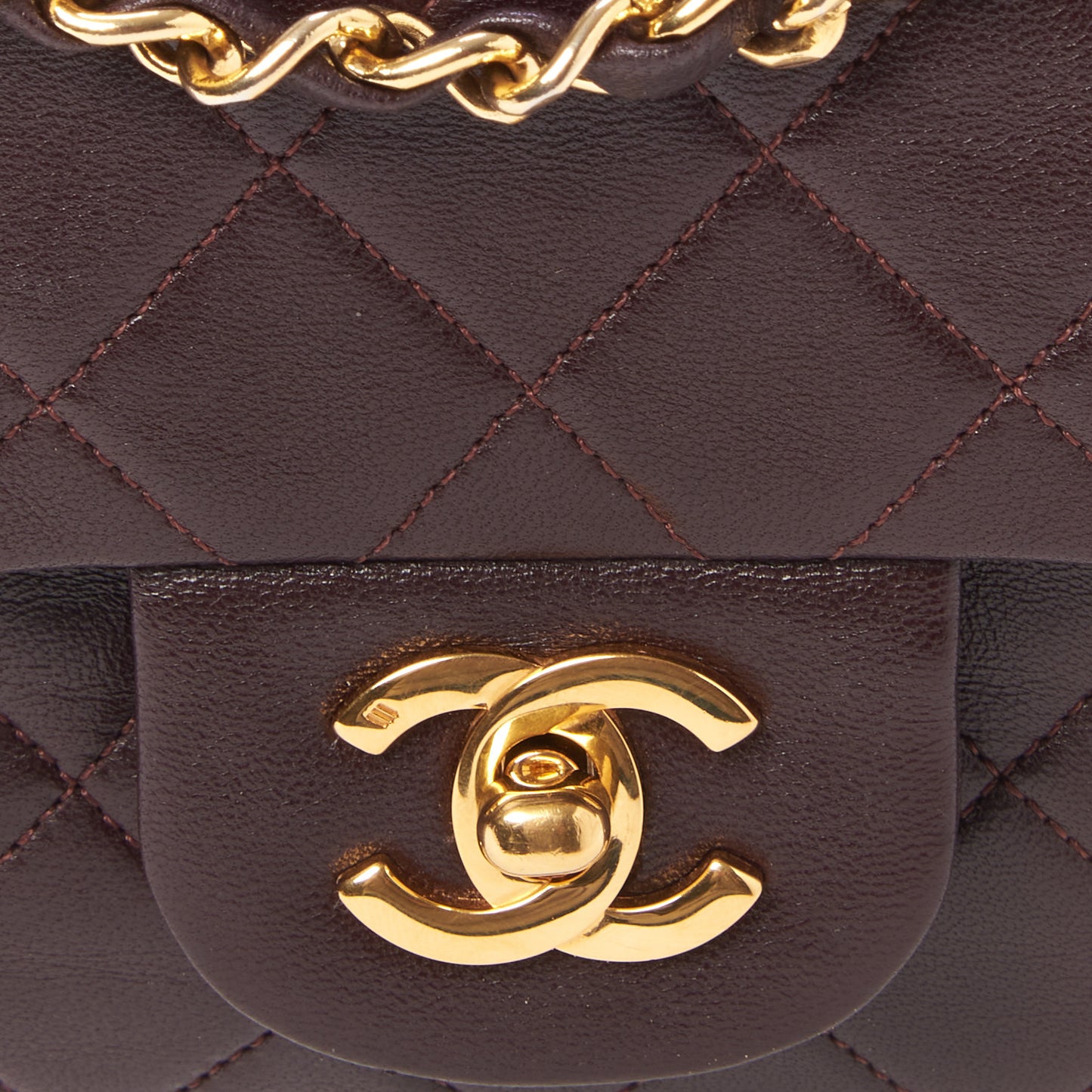 Lambskin Quilted Small Double Flap Burgundy