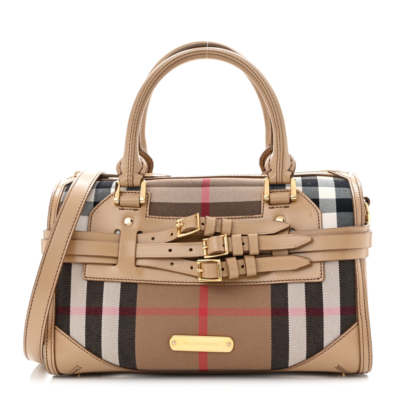 Burberry House Check Bridle Calfskin Medium Alchester Bowling Bag Trench 1 of 14