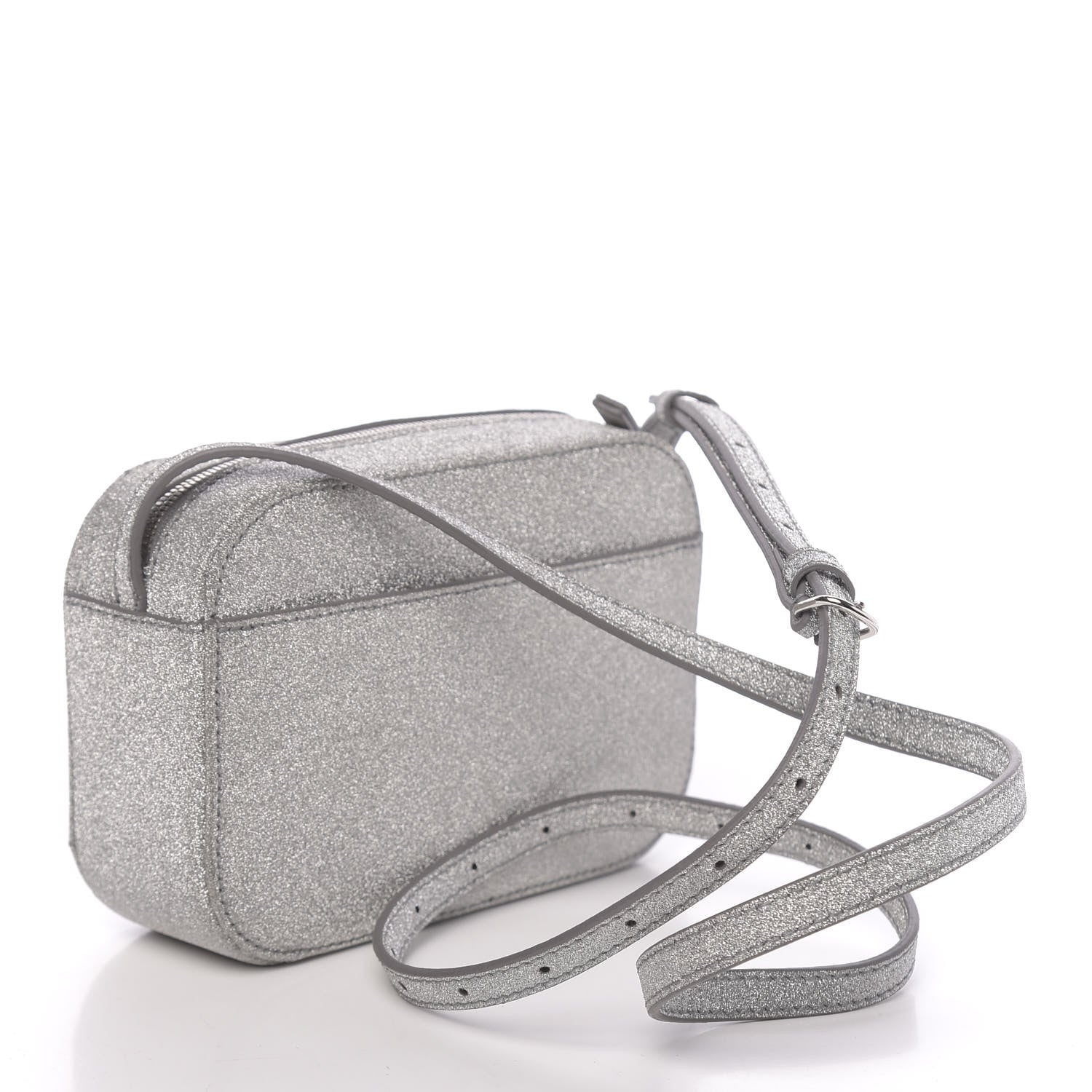 Balenciaga Glitter Calfskin Logo XS Everyday Camera Bag Silver 3 of 10