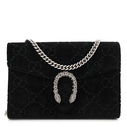Gucci Velvet GG Monogram Mini Dionysus Chain Wallet Black 1 of 8