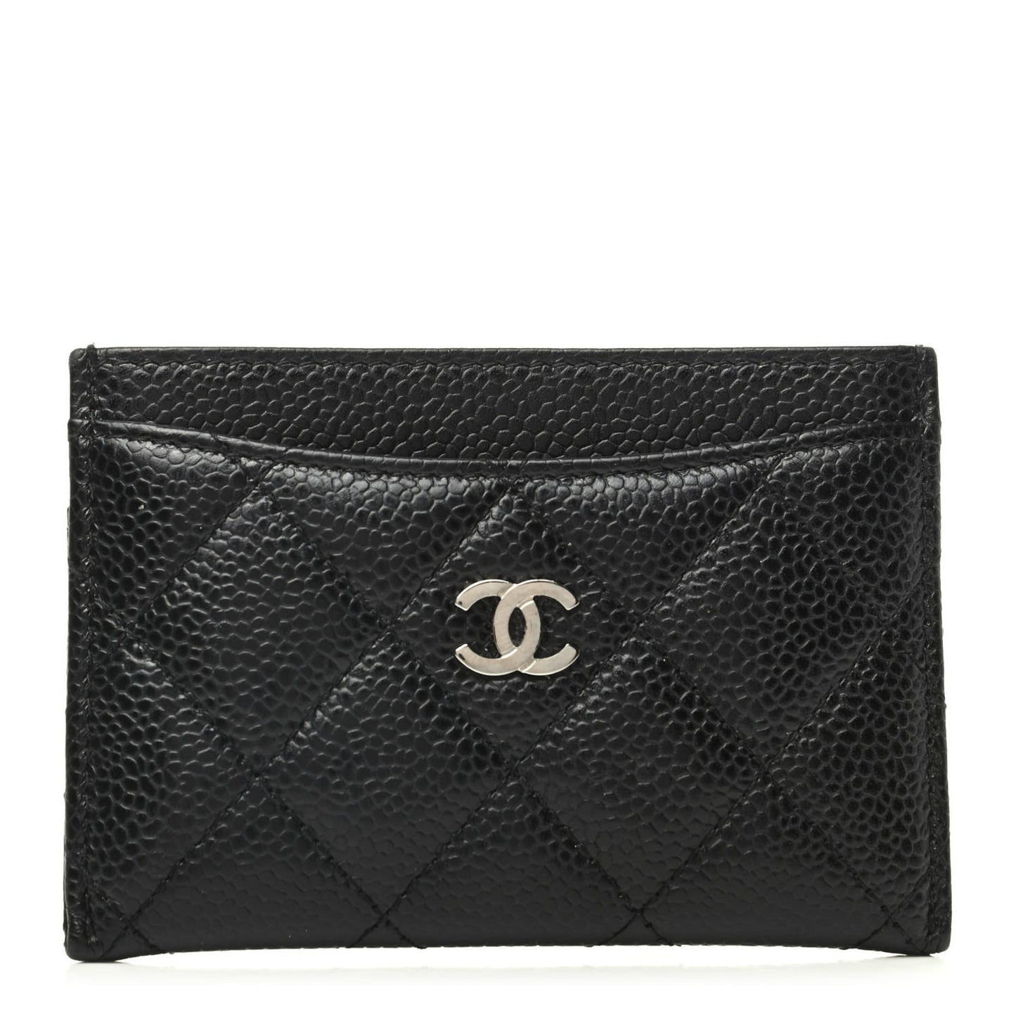 Caviar Quilted Card Holder Black