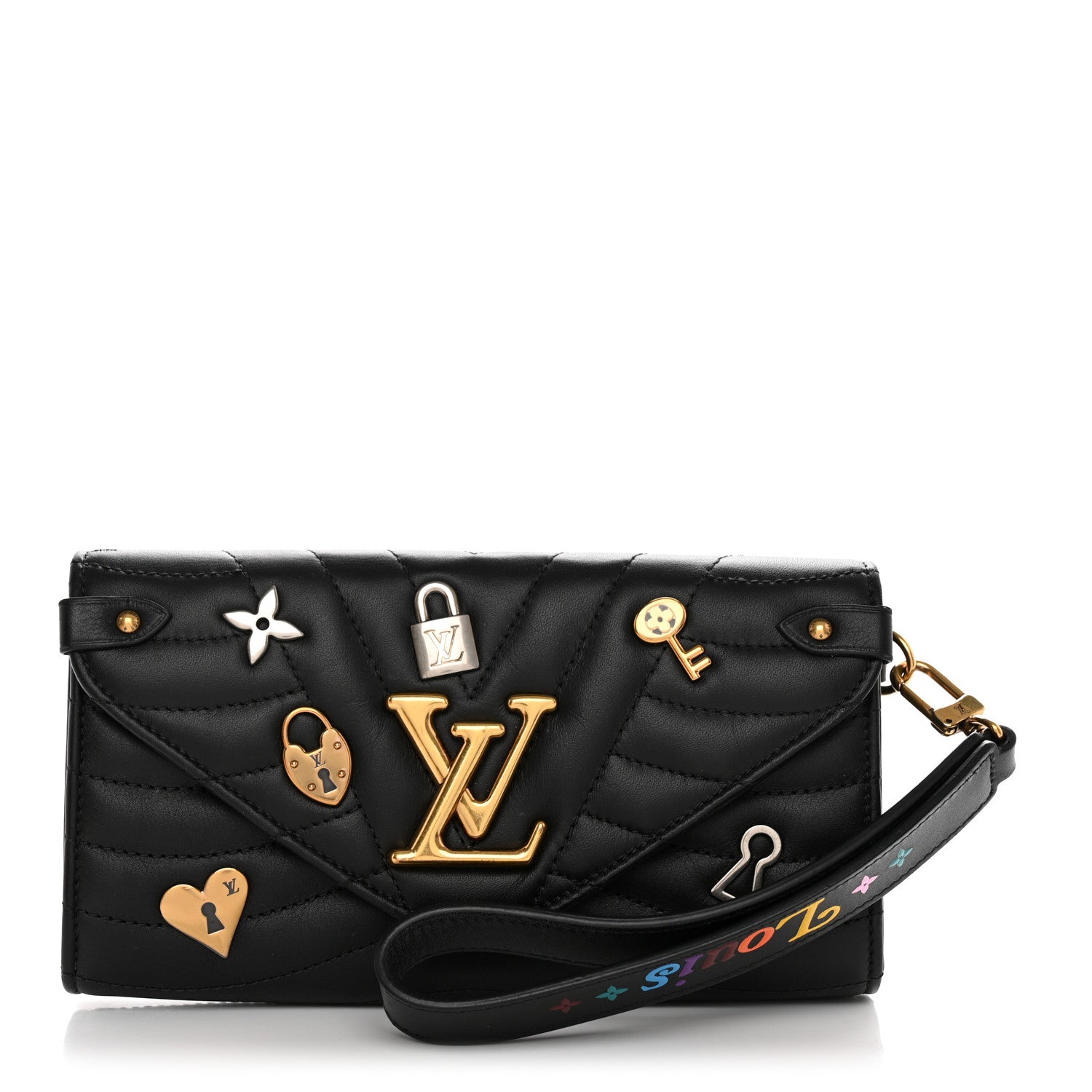 Louis Vuitton Calfskin Love Lock New Wave Long Wallet Black 1 of 10
