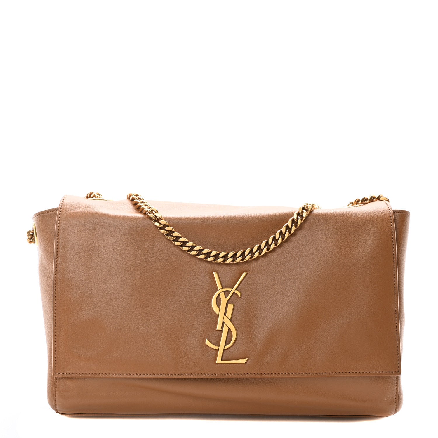 Saint Laurent Smooth Calfskin Suede Medium Reversible Monogram Kate Satchel Light Ochre 11 of 16