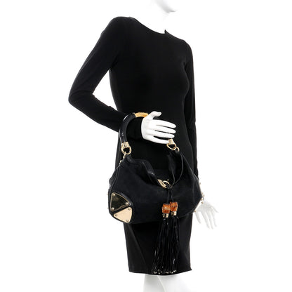 Gucci Monogram Medium Indy Top Handle Hobo Bag Black 2 of 10