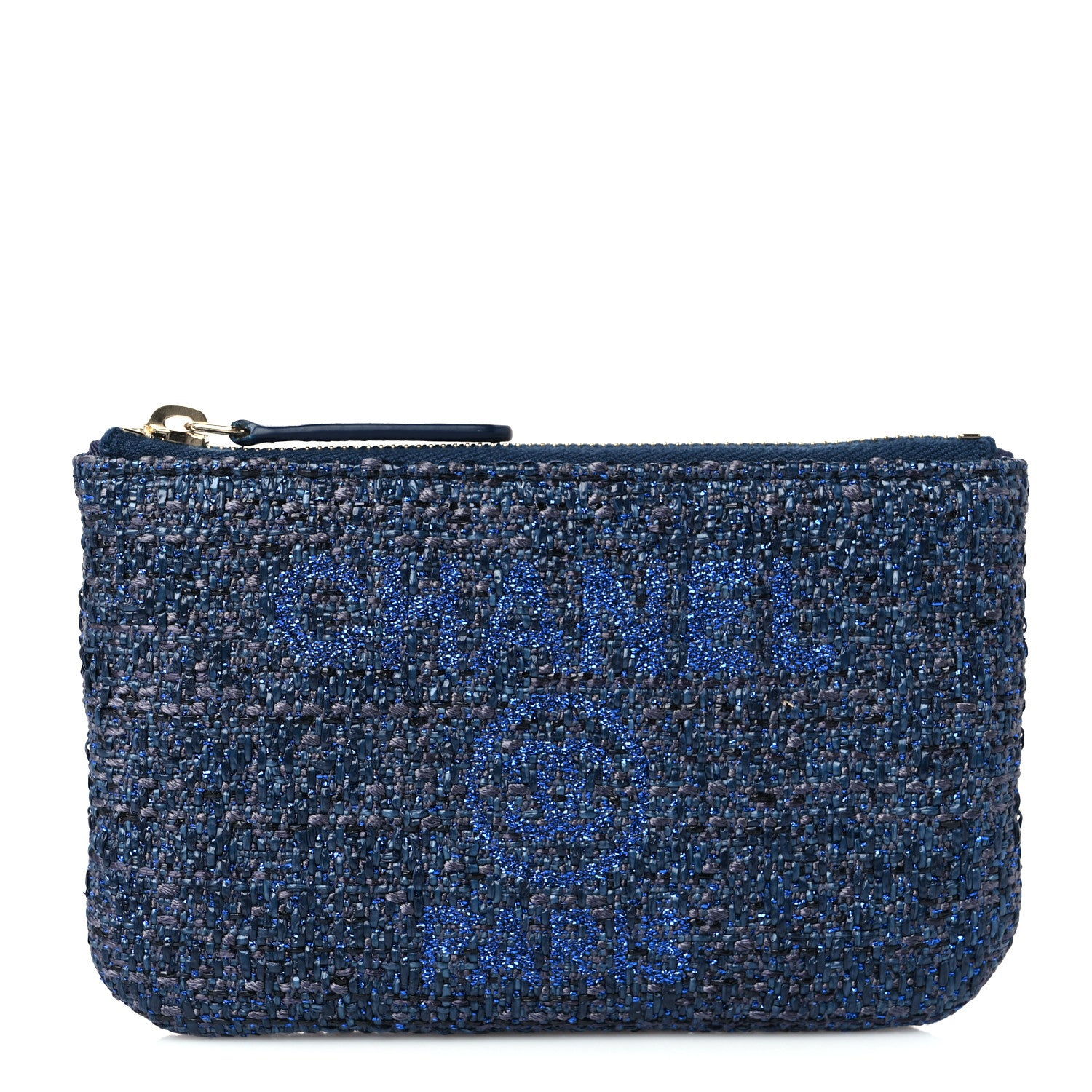 Chanel Woven Straw Raffia Deauville Cosmetic Pouch Blue 1 of 7