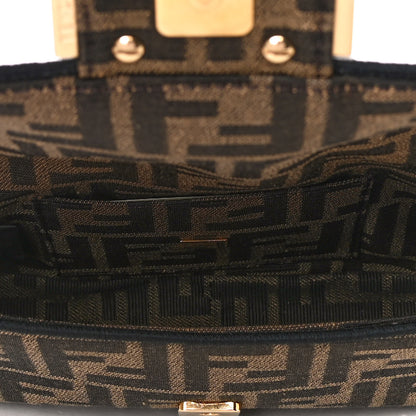 Fendi Fabric Jacquard FF 1974 Mini Baguette Tobacco Moro Black 4 of 4