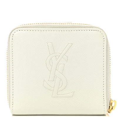 Saint Laurent Calfskin Belle de Jour Zip Around French Wallet White 1 of 9