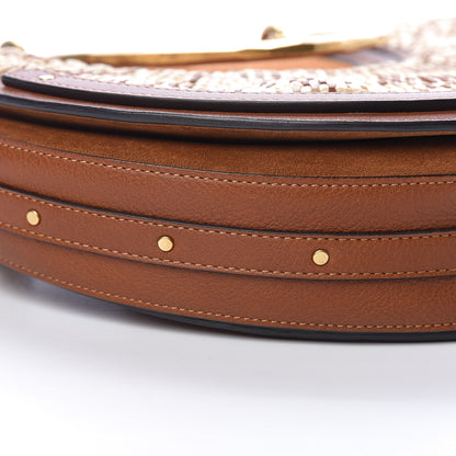 Chloe Calfskin Suede Raffia Medium Pixie Bag Caramel 5 of 14