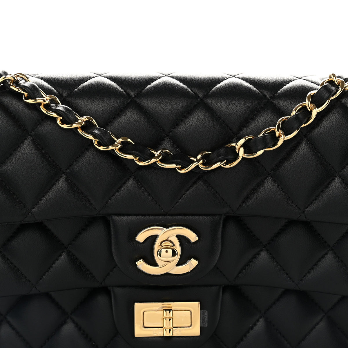 Lambskin Quilted Layered Flap Bag Black