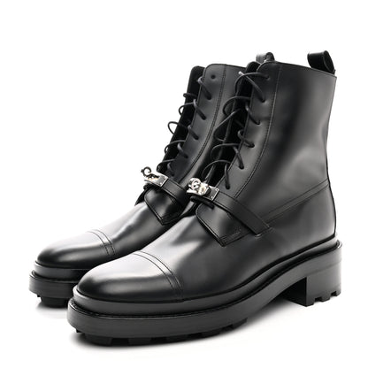 Hermes Glossed Calfskin Funk Ankle Boots 41 Black 3 of 10