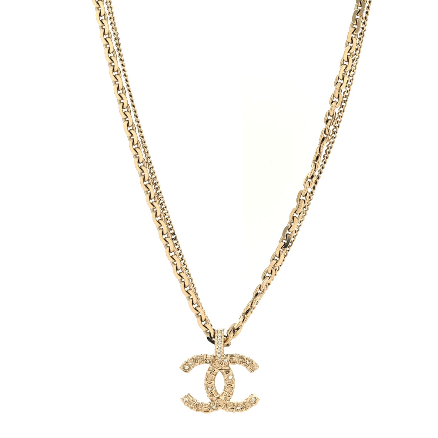 Crystal CC Multi Strand Chain Necklace Gold