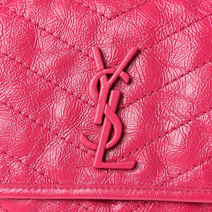 Saint Laurent Crinkled Calfskin Matelasse Monogram Medium Niki Chain Satchel Freesia 10 of 11