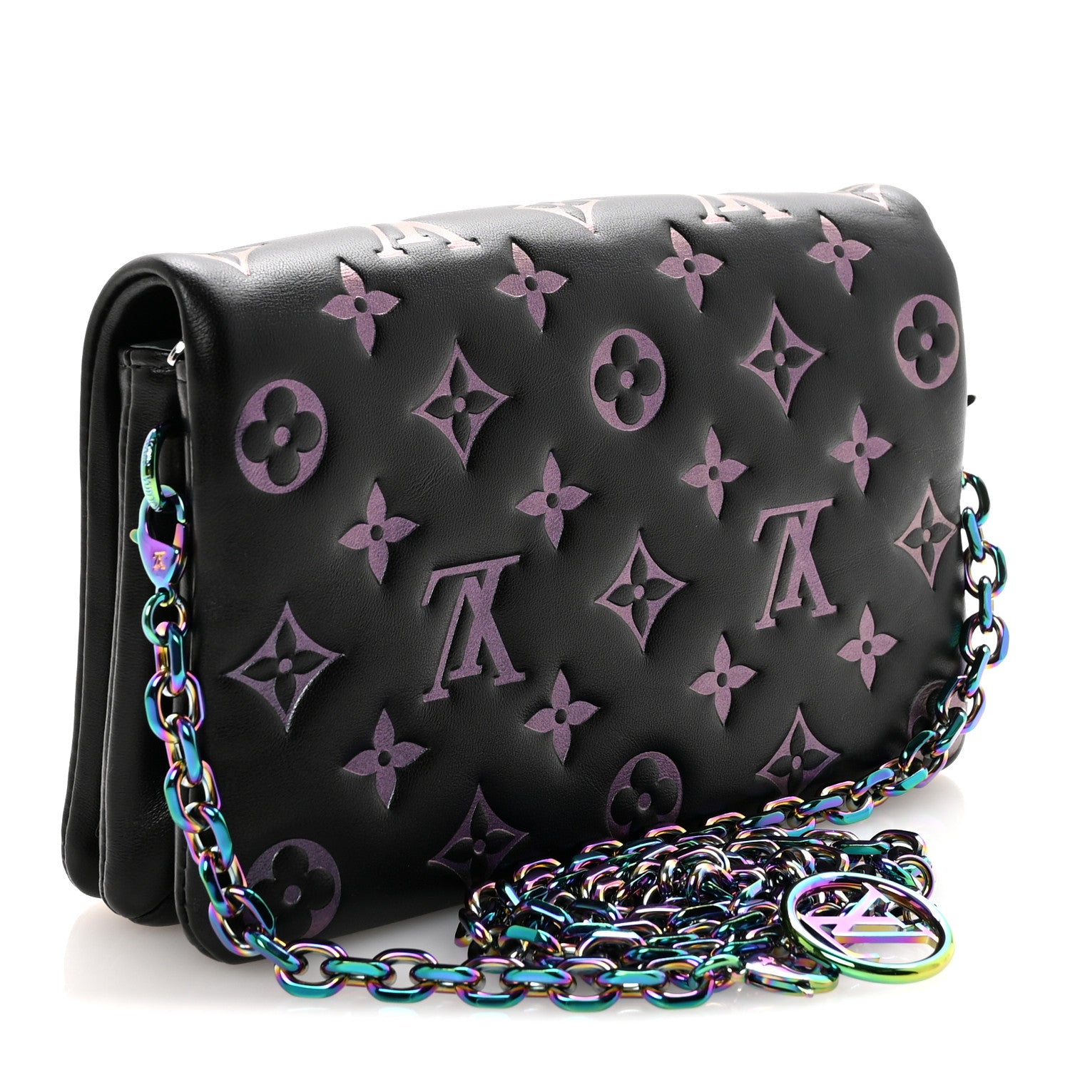 Louis Vuitton Lambskin Embossed Monogram Scarabeo Pochette Coussin Black 3 of 9