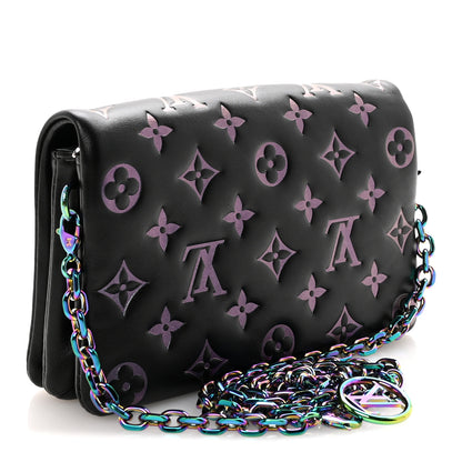 Louis Vuitton Lambskin Embossed Monogram Scarabeo Pochette Coussin Black 3 of 9