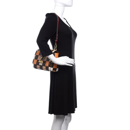 Louis Vuitton Calfskin Monogram Check Twist MM Beige White Orange 2 of 8