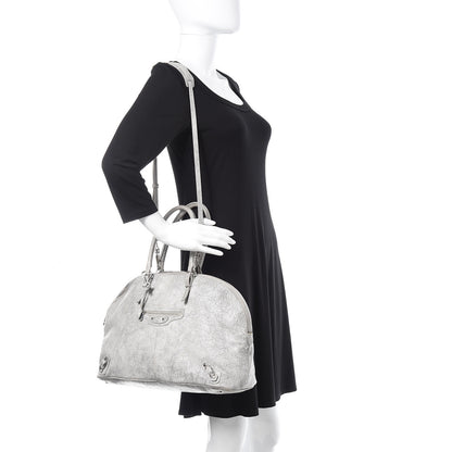 Balenciaga Agneau Classic Silver Hardware Papier Large Bowling Bag Grey 2 of 20