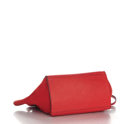 Celine Drummed Calfskin Suede Medium Trapeze Coquelicot 4 of 9
