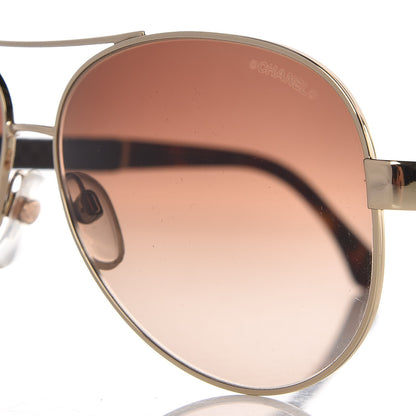 Chanel Lambskin Quilted CC Aviator Sunglasses 4195-Q Brown Gold 8 of 9