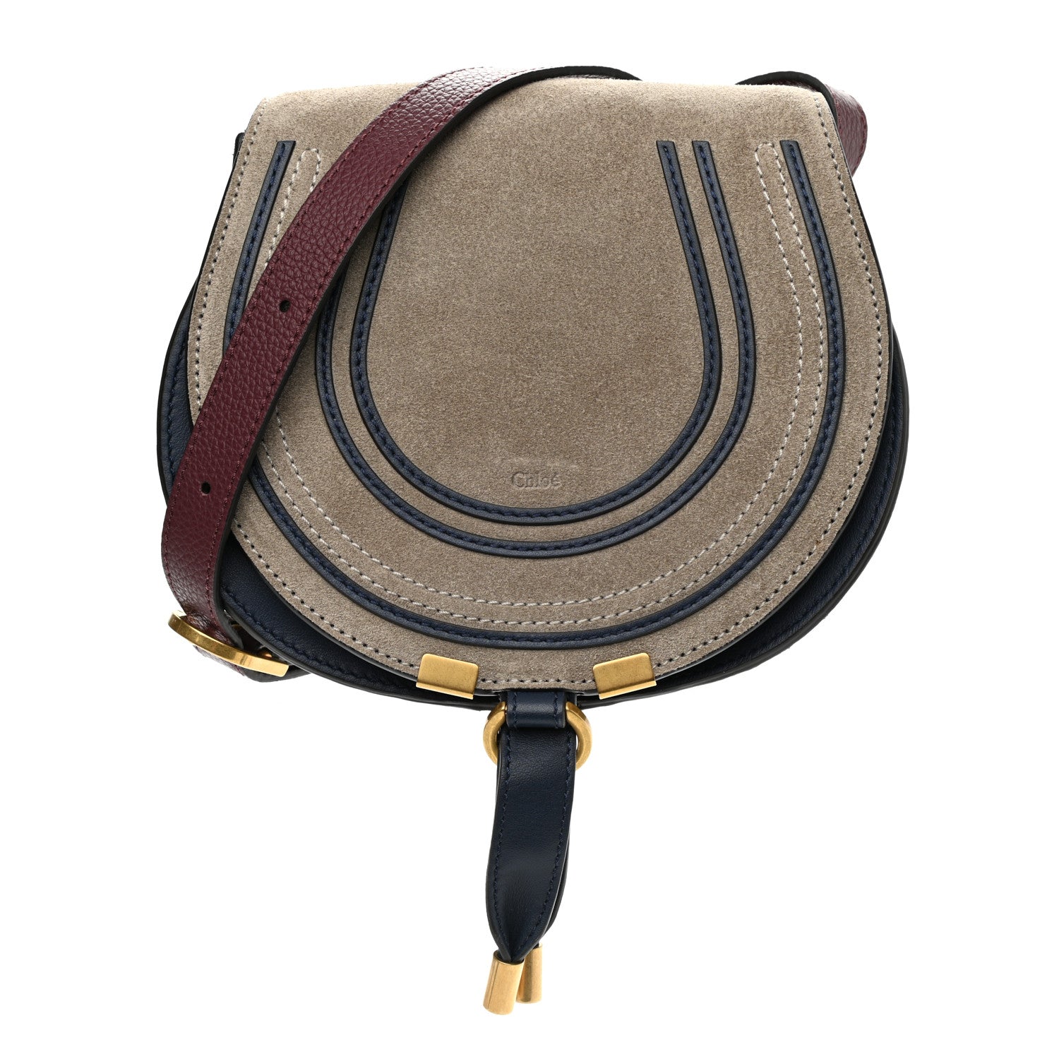Chloe Suede Calfskin Mini Marcie Round Crossbody Bag Motty Grey Multicolor 1 of 11