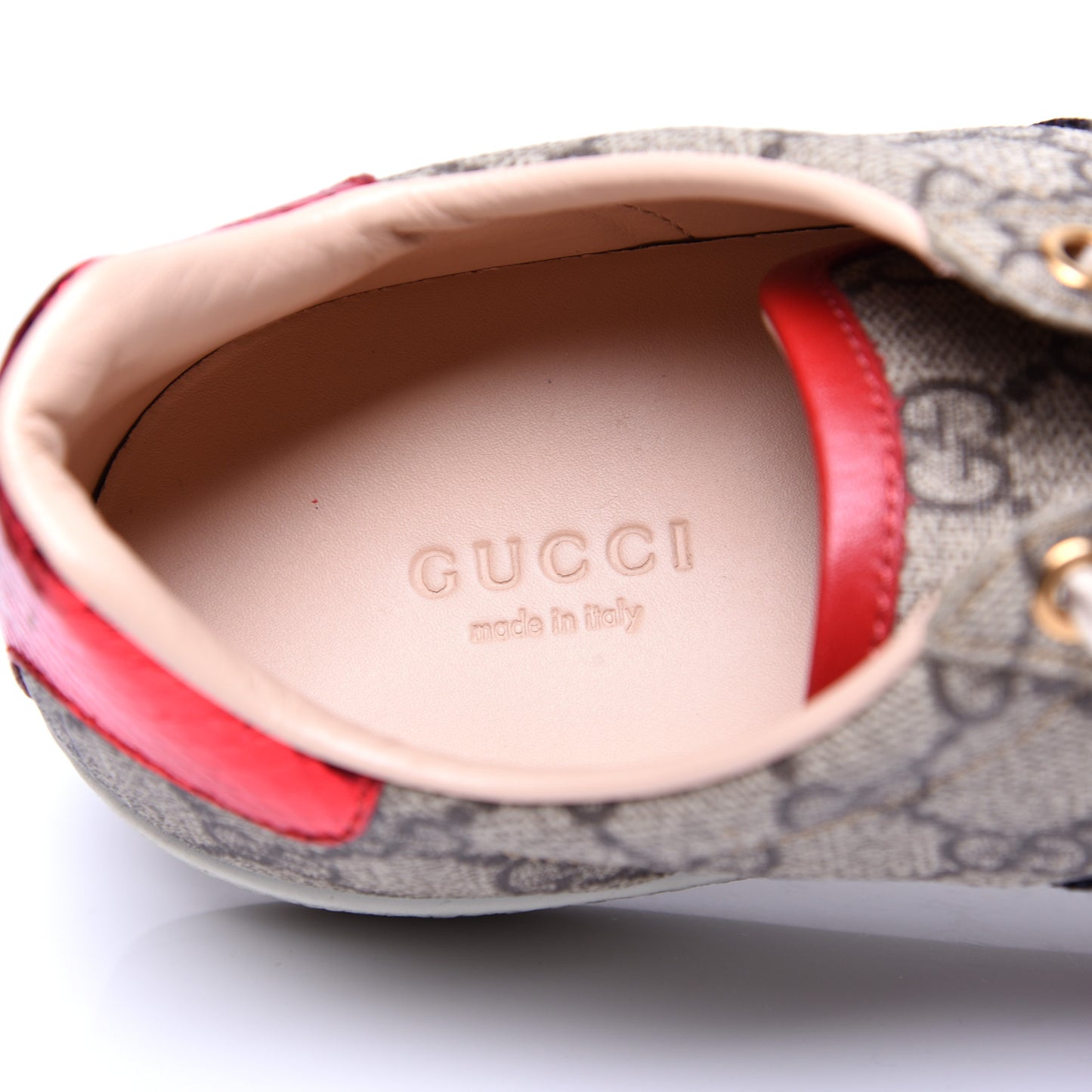 GG Supreme Monogram Ayers Web Womens Ace Sneakers 37 Beige