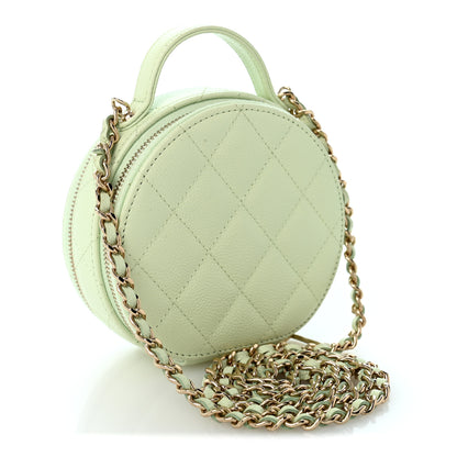 Chanel Caviar Quilted Round Handle With Care Vanity With Chain Light Green 3 of 12