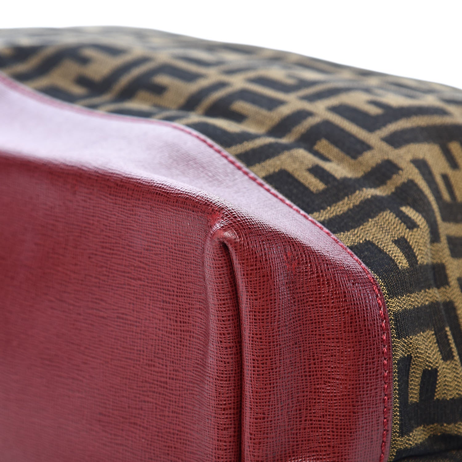Fendi Zucca Vitello Elite Medium Roll Tote Tobacco Rosso Scuro 10 of 13