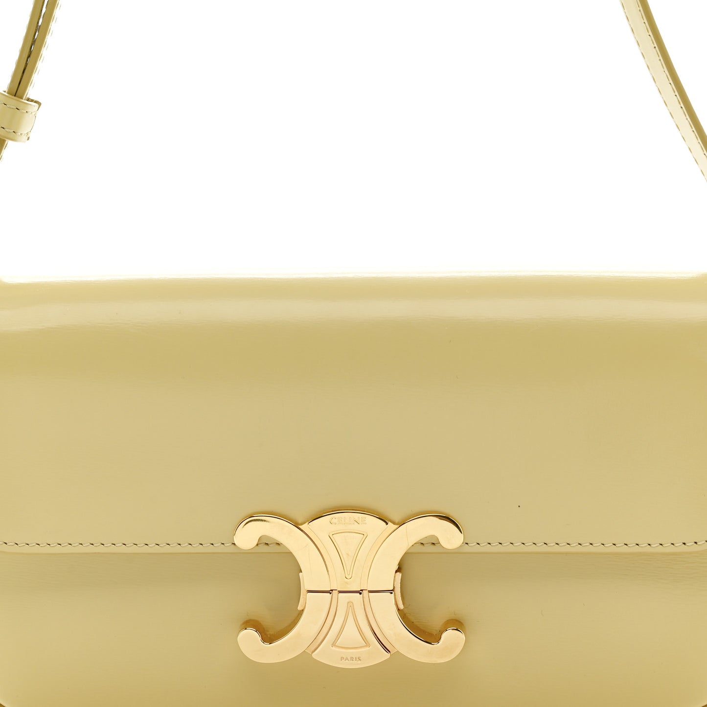 Shiny Calfskin Triomphe Shoulder Bag Papyrus