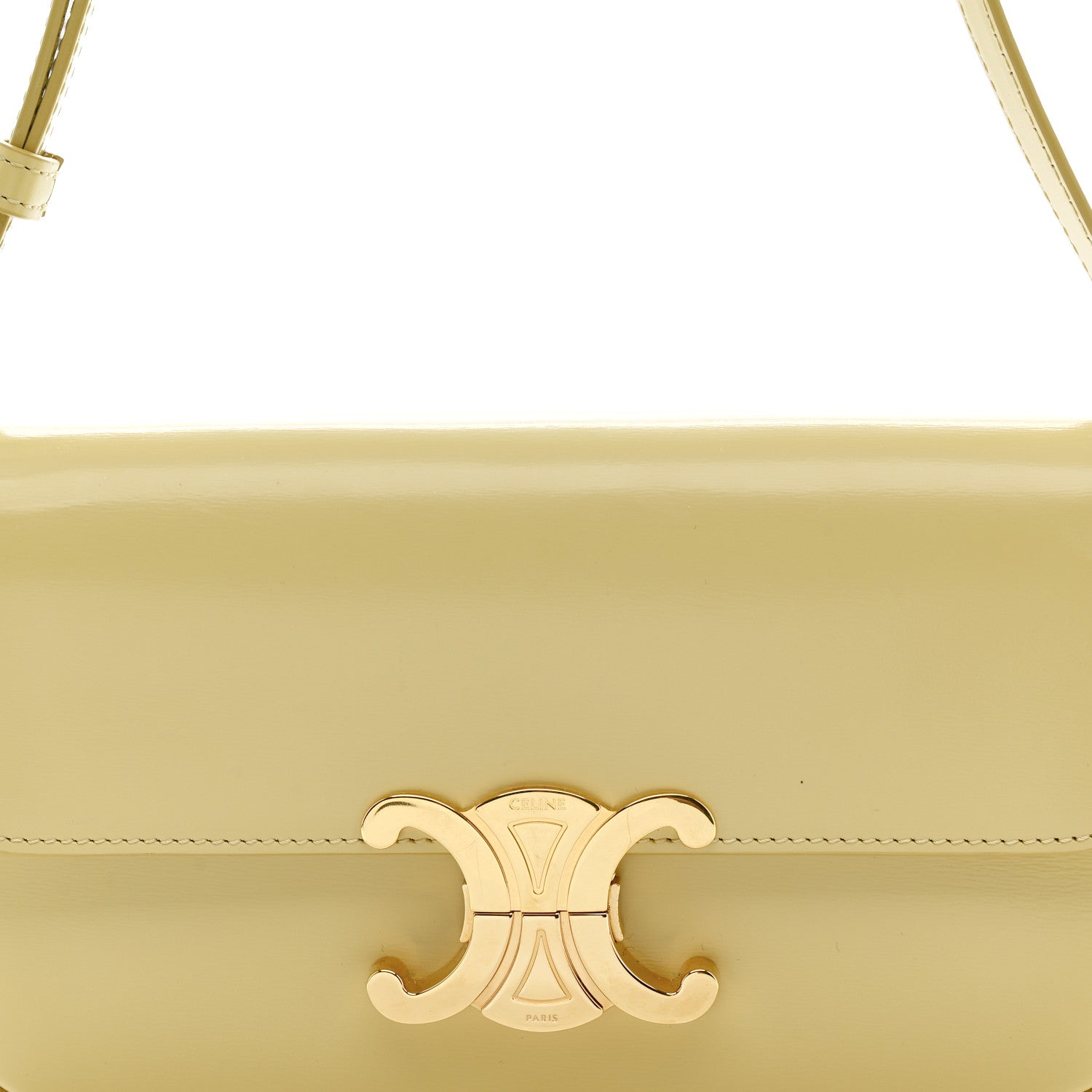 Celine Shiny Calfskin Triomphe Shoulder Bag Papyrus 9 of 12
