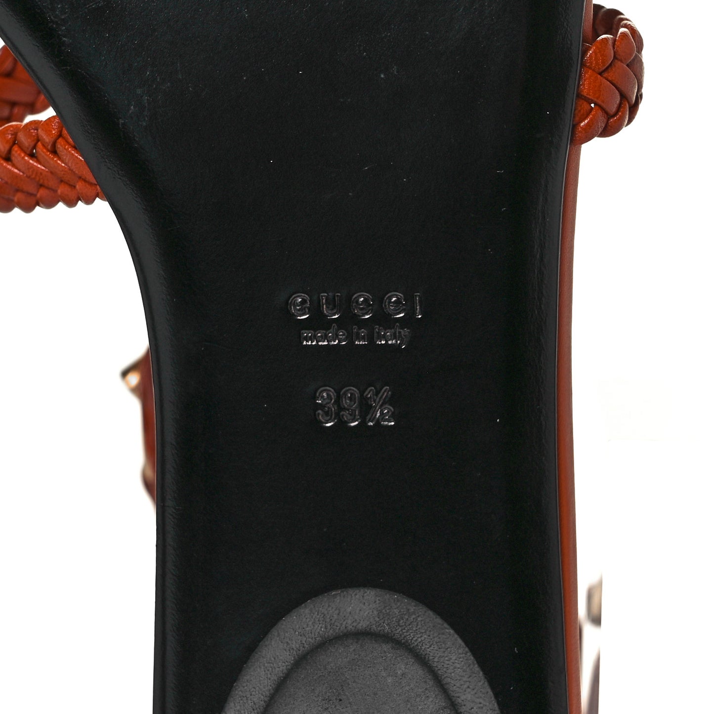 Calfskin Braided Horsebit Sandals 39.5 Cognac