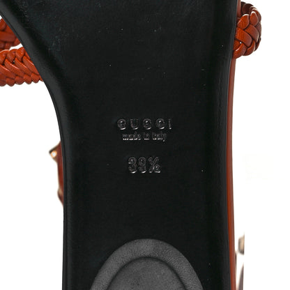 Gucci Calfskin Braided Horsebit Sandals 39.5 Cognac 6 of 8