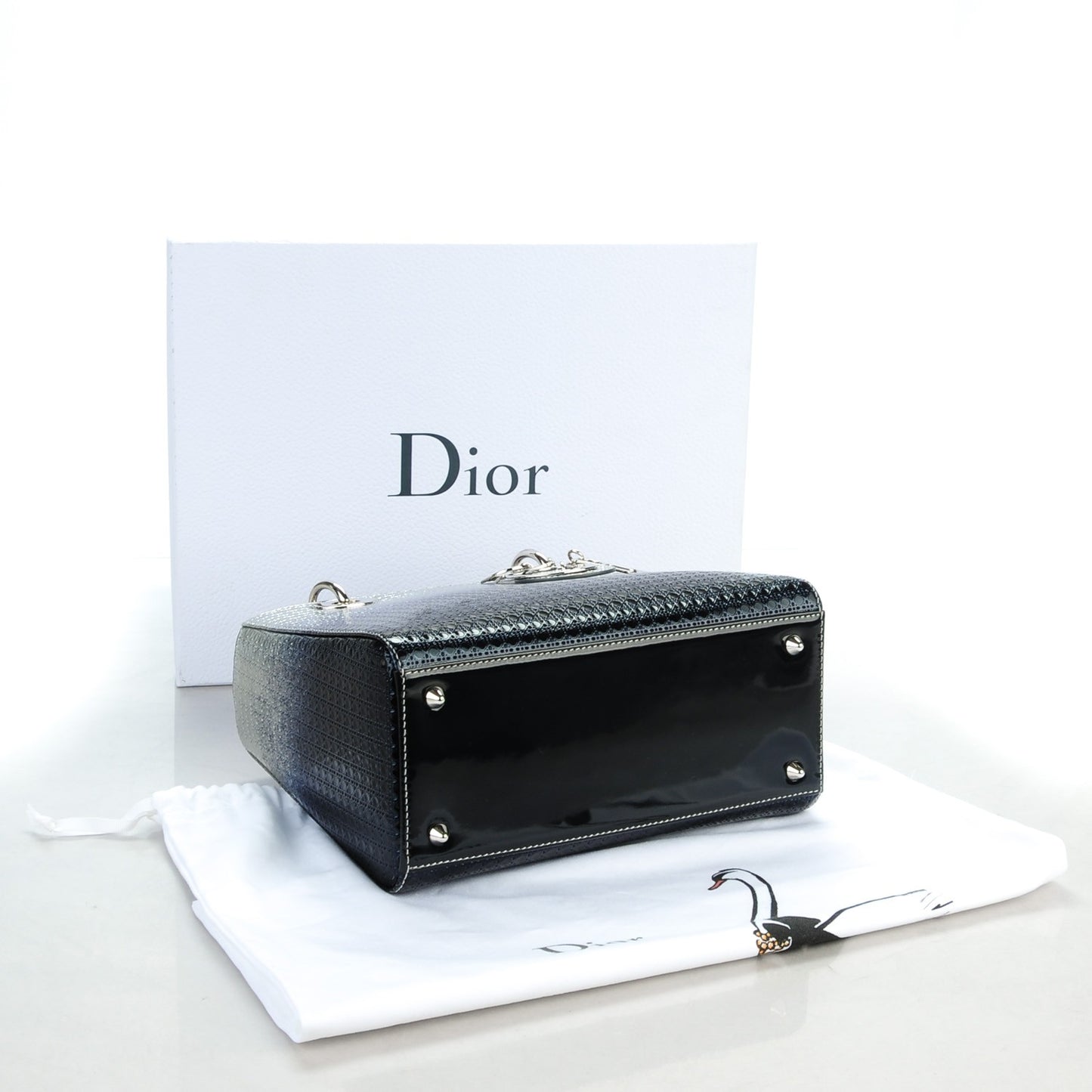 Metallic Patent Micro-Cannage Gradient Medium Lady Dior Silver Blue