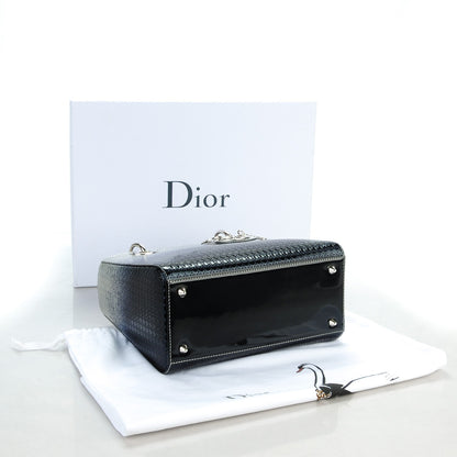 Christian Dior Metallic Patent Micro-Cannage Gradient Medium Lady Dior Silver Blue 4 of 7