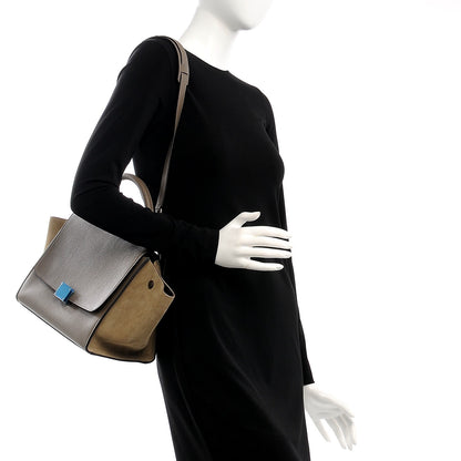 Celine Drummed Calfskin Suede Small Trapeze Souris 2 of 7