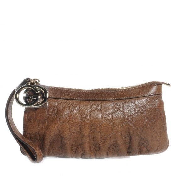 Gucci Guccissima New Britt Wristlet Brown 1 of 7