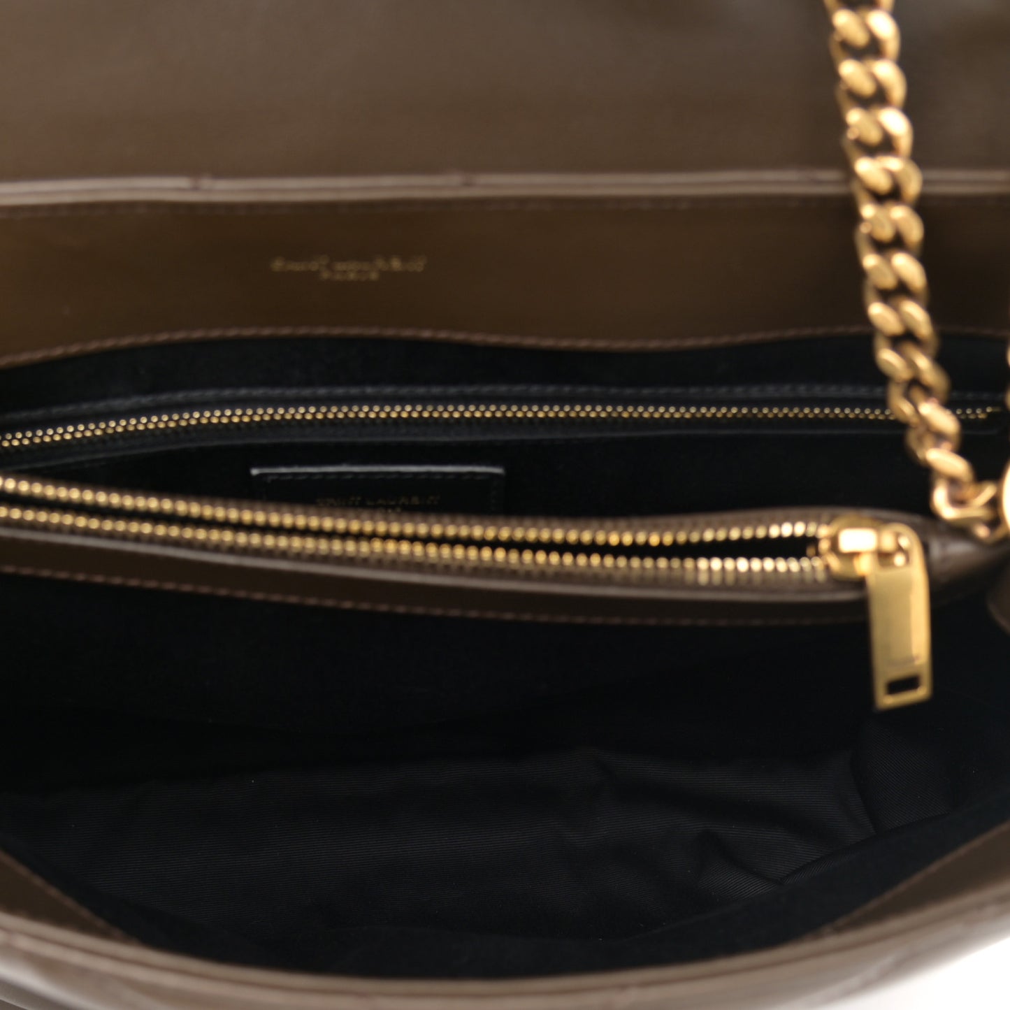 Calfskin Y Quilted Monogram Medium Loulou Chain Satchel Soil Brown