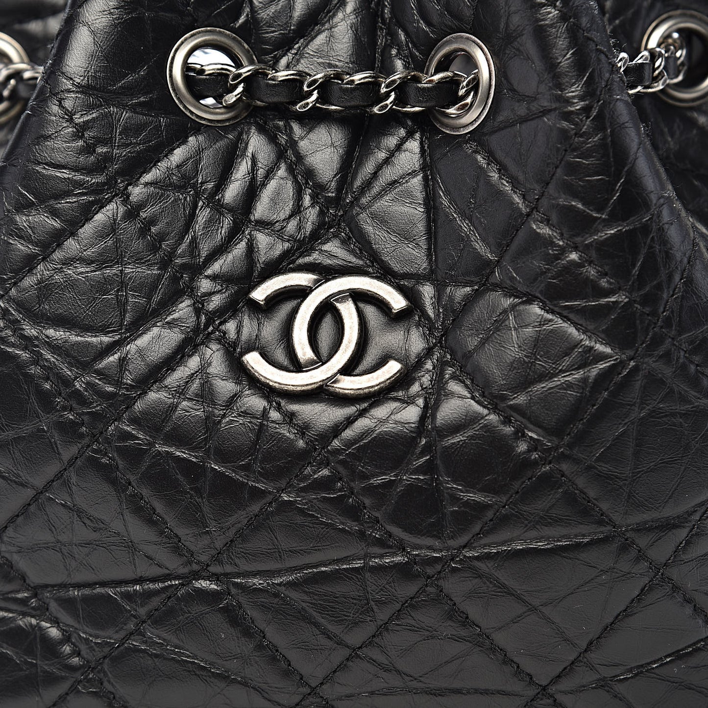 Aged Calfskin Quilted Small Gabrielle Backpack Black