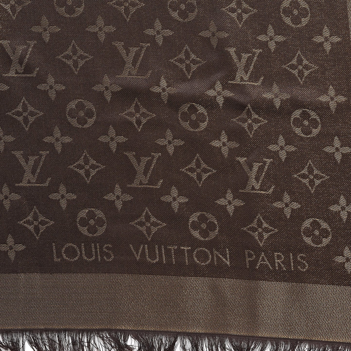 Silk Lurex Wool Monogram Shine Shawl Brown