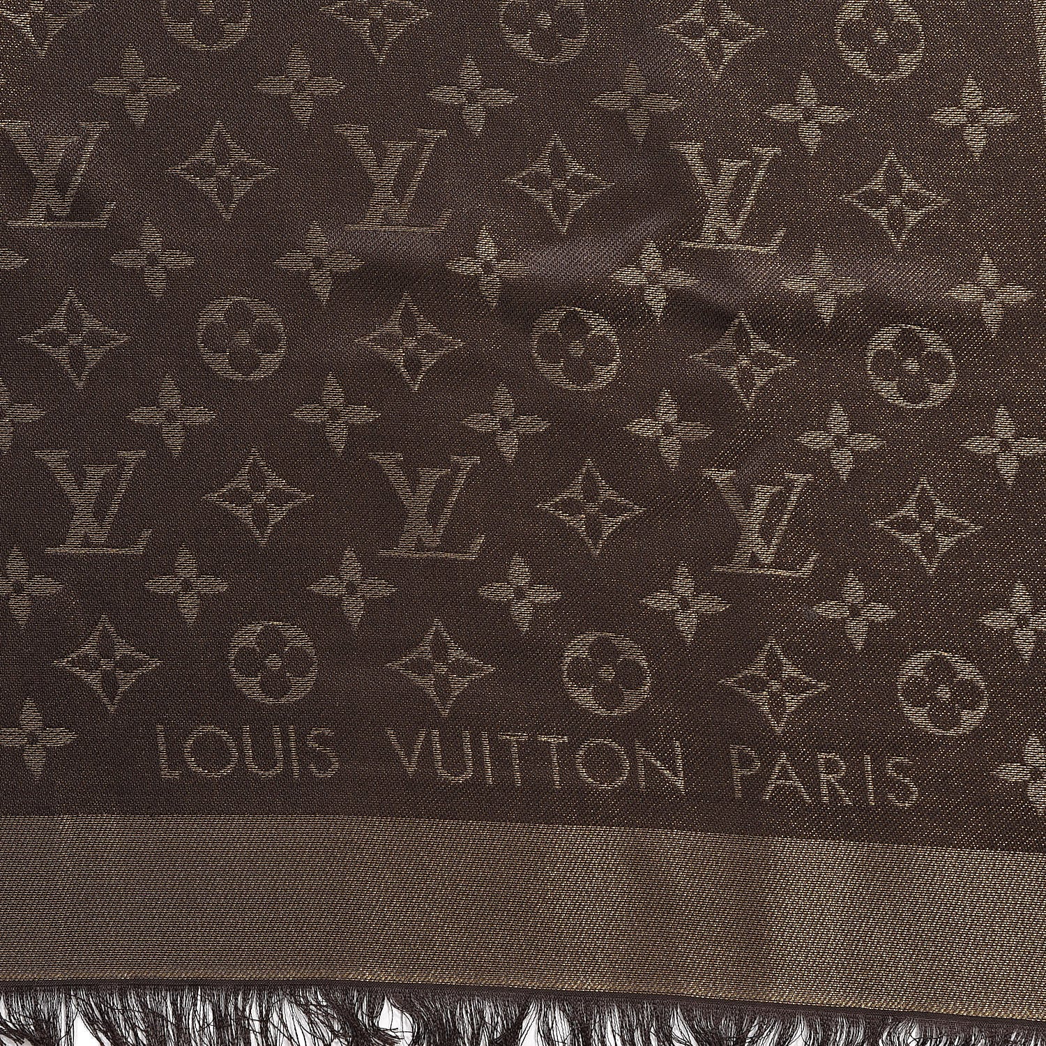Louis Vuitton Silk Lurex Wool Monogram Shine Shawl Brown 3 of 6