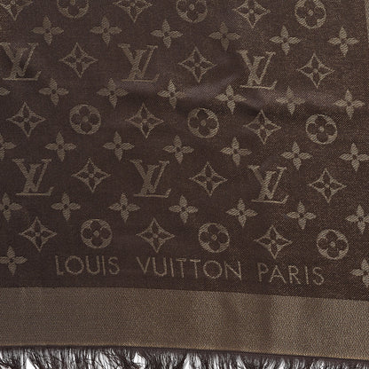 Louis Vuitton Silk Lurex Wool Monogram Shine Shawl Brown 3 of 6