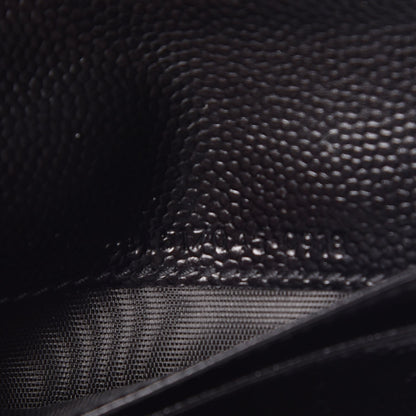 Saint Laurent Grain De Poudre Matelasse Chevron Monogram Zipped Card Case Black 7 of 8