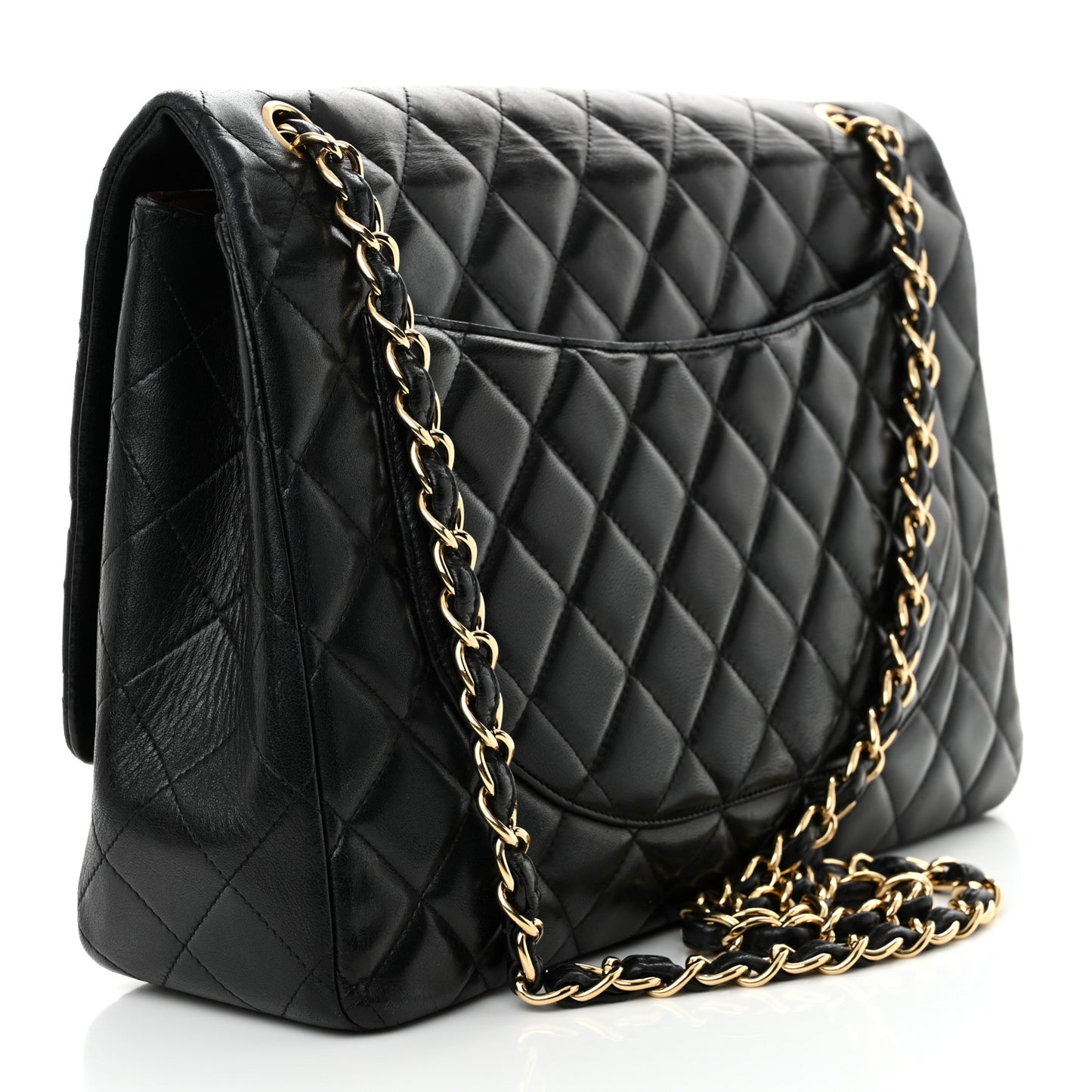 Lambskin Quilted Maxi Single Flap Black