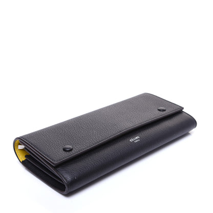 Celine Drummed Calfskin Large Multifunction Flap Wallet Black 4 of 9