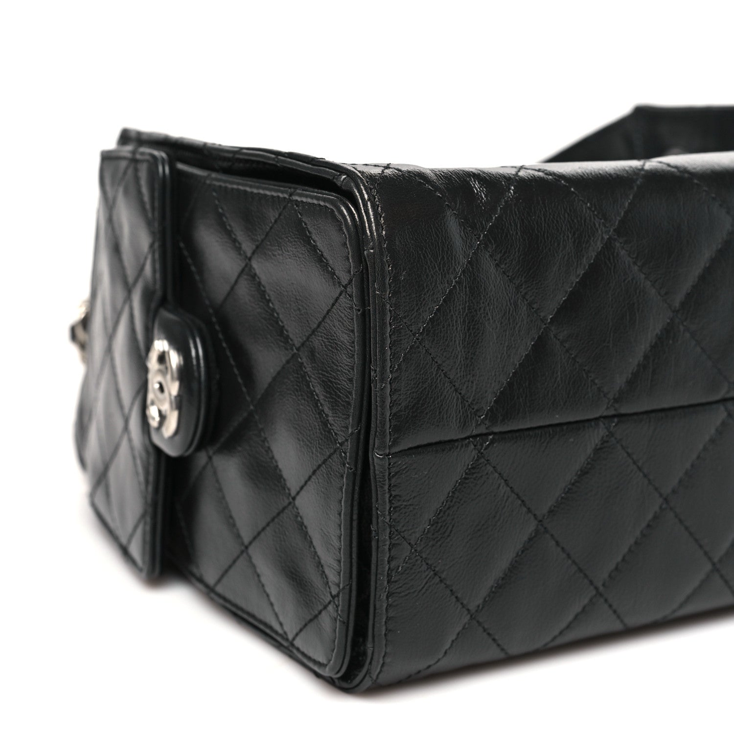 Chanel Shiny Crumpled Calfskin Quilted Small Chanel 25 Handbag Black 9 of 11