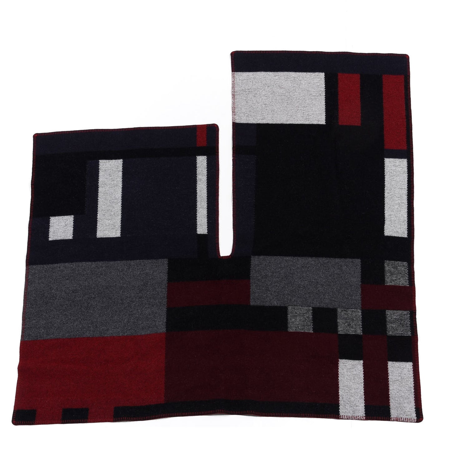 Wool Cashmere Mega Check Cape Scarf Scarf Navy