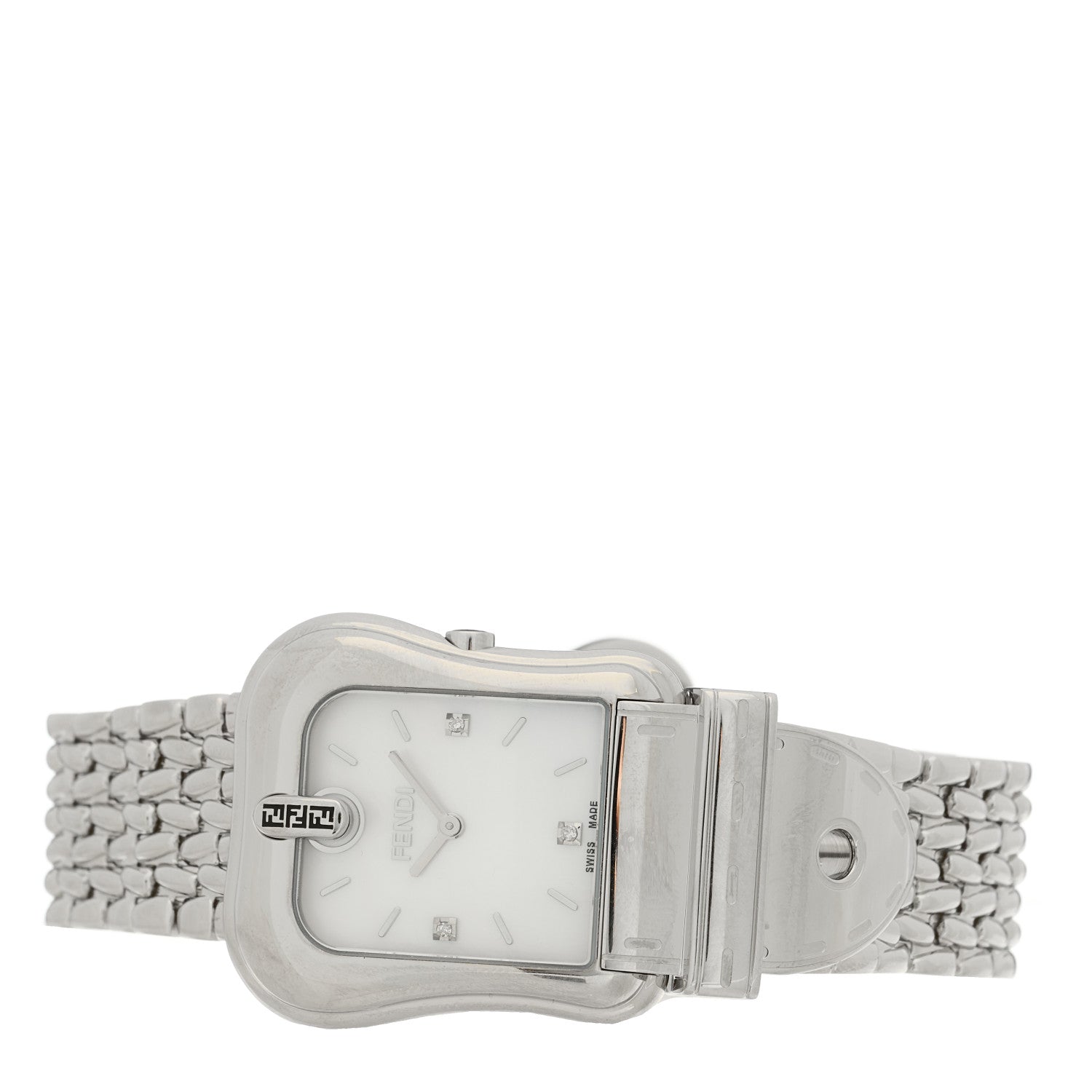 Fendi Stainless Steel Diamond Mother of Pearl 33mm Buckle Quartz Watch 3 of 5