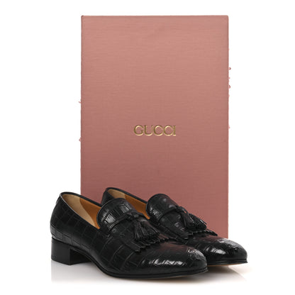 Gucci Crocodile Niloticus Mens Tassel Loafers 8 Black 13 of 13