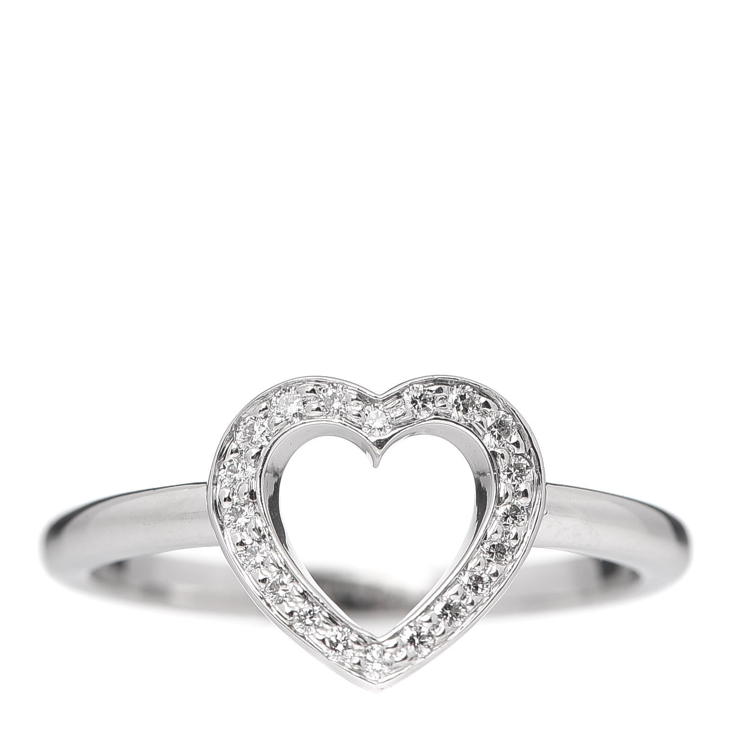 Tiffany Platinum Diamond Heart Ring 49 4.75 1 of 5
