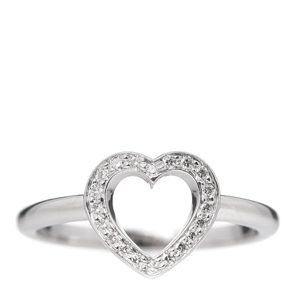 Tiffany Platinum Diamond Heart Ring 49 4.75 1 of 5