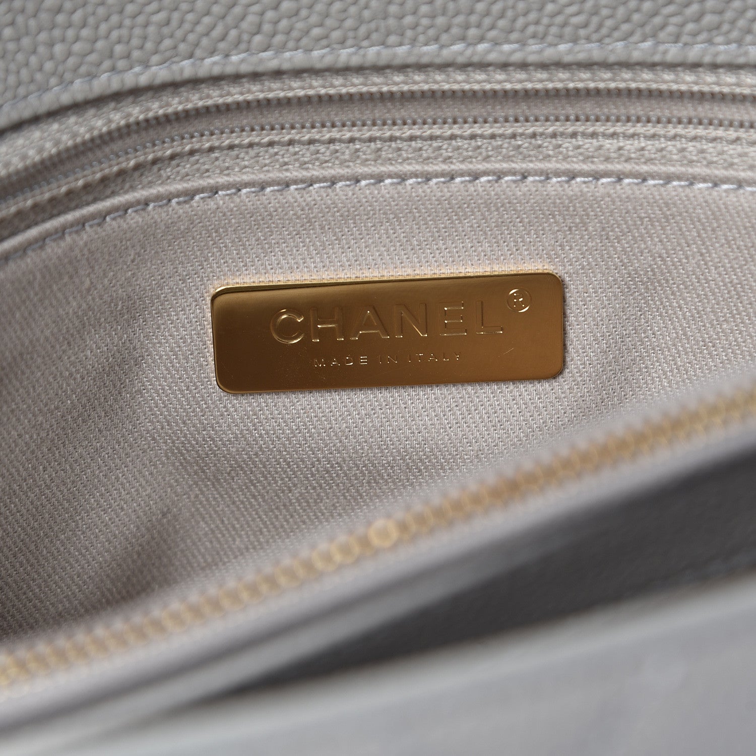 Chanel Grained Calfskin Small Stitched Flap Grey 7 of 13